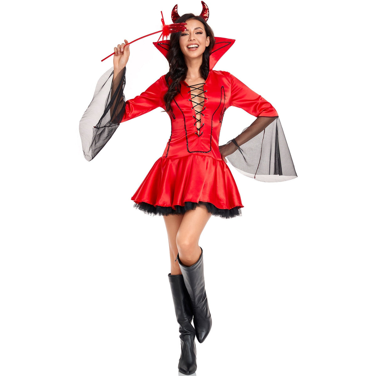 Women's Halloween Devil Costume Vampire Queen Cosplay Suit S-XL