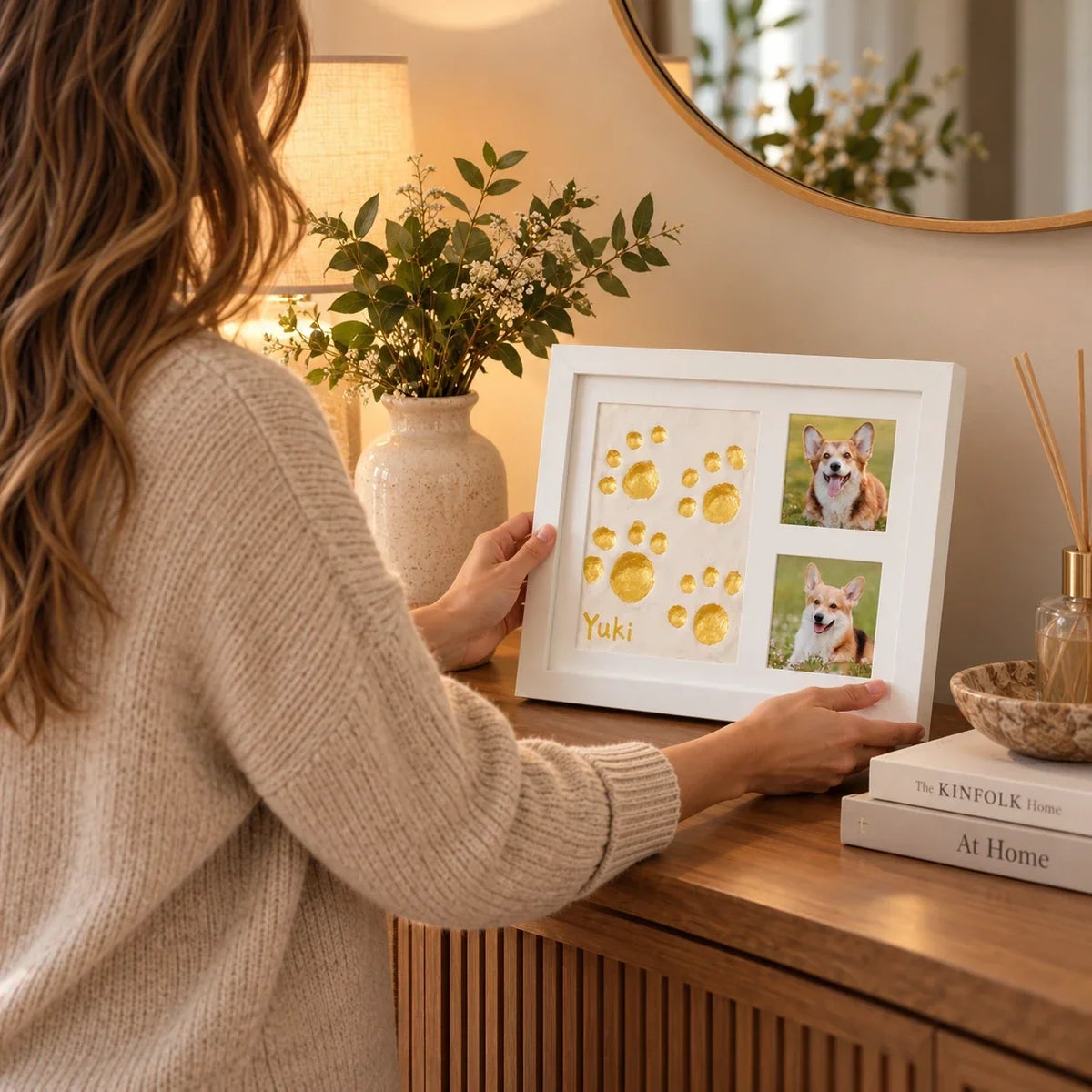 Three-Window Paw Print Frame