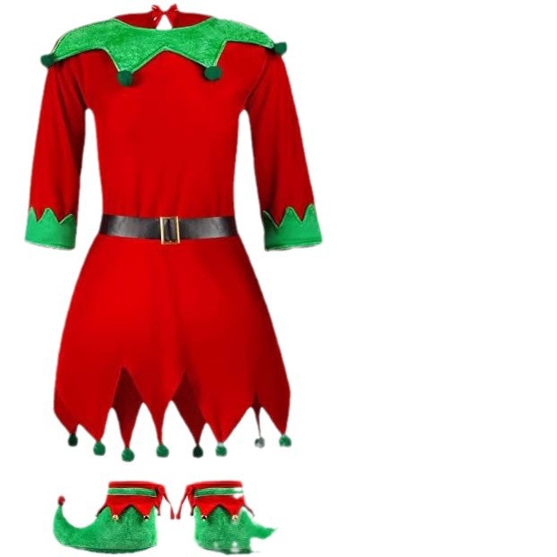 Christmas Elf Red Dress With Hood For Girls