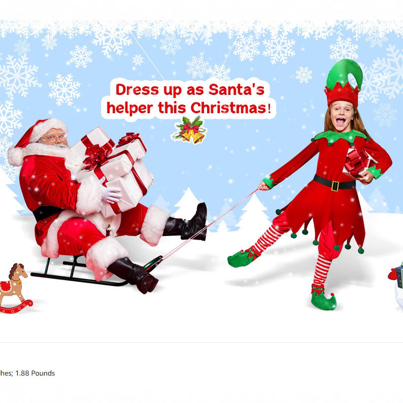 Christmas Elf Red Dress With Hood For Girls