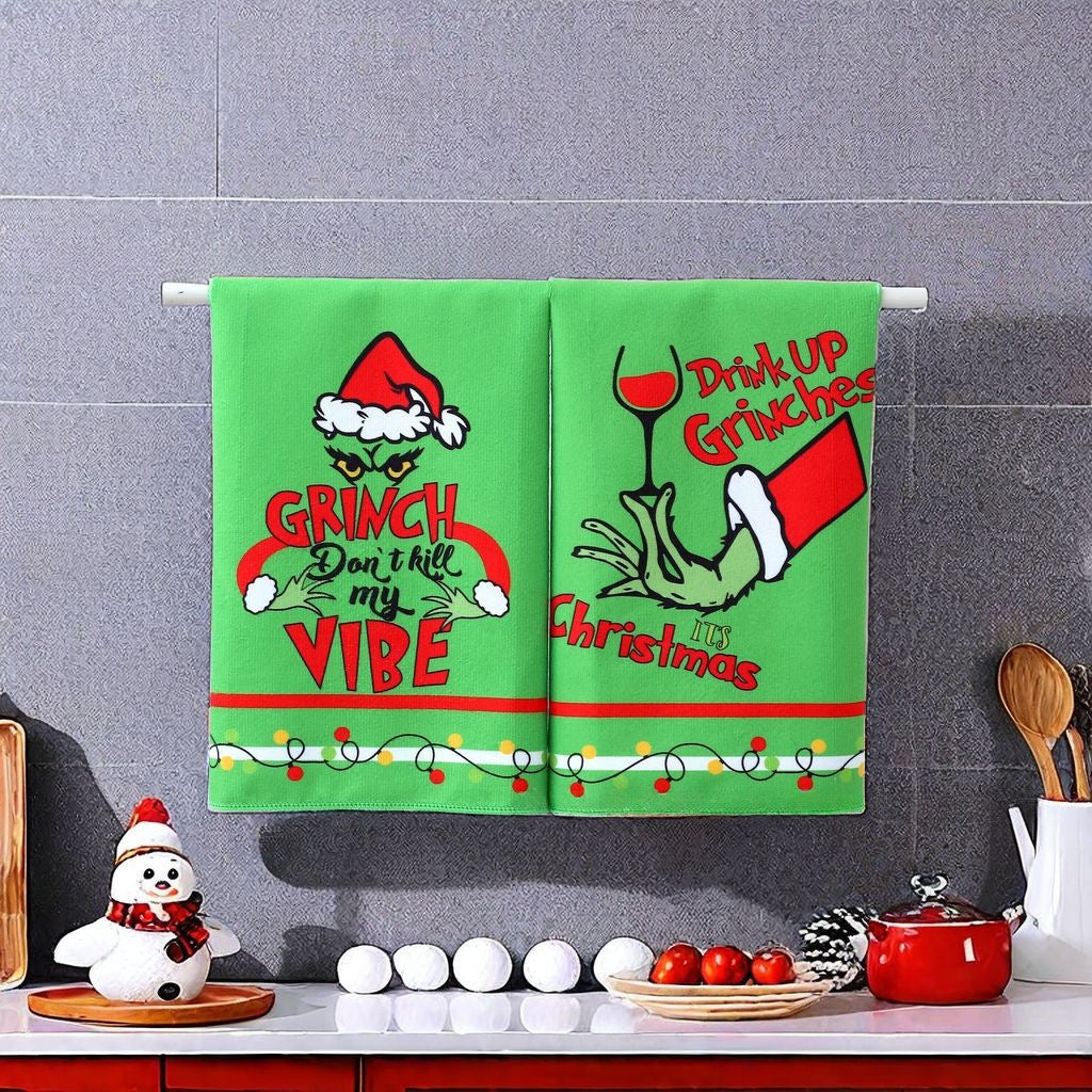 Christmas Dish Towel Polyester Printing Kitchen Cloth
