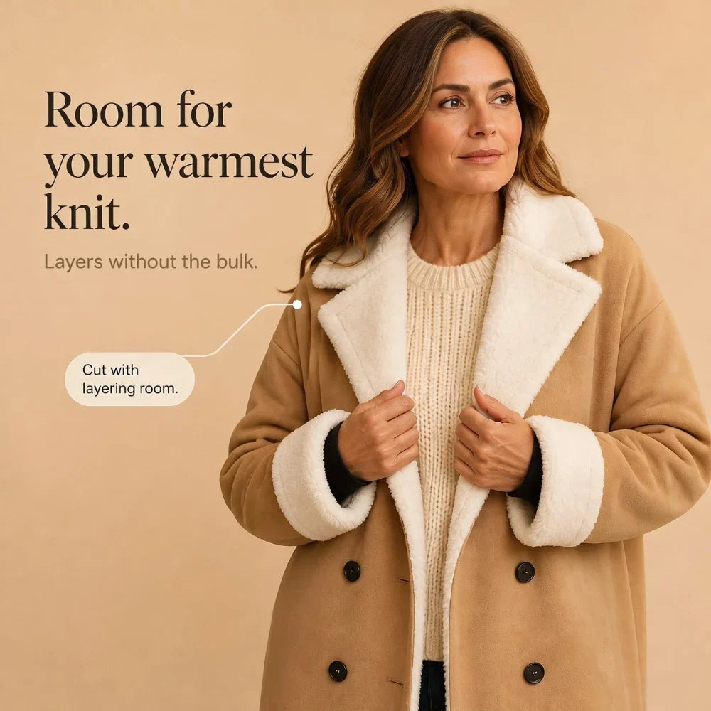 Camel Sherpa-Lined-Look Winter Coat