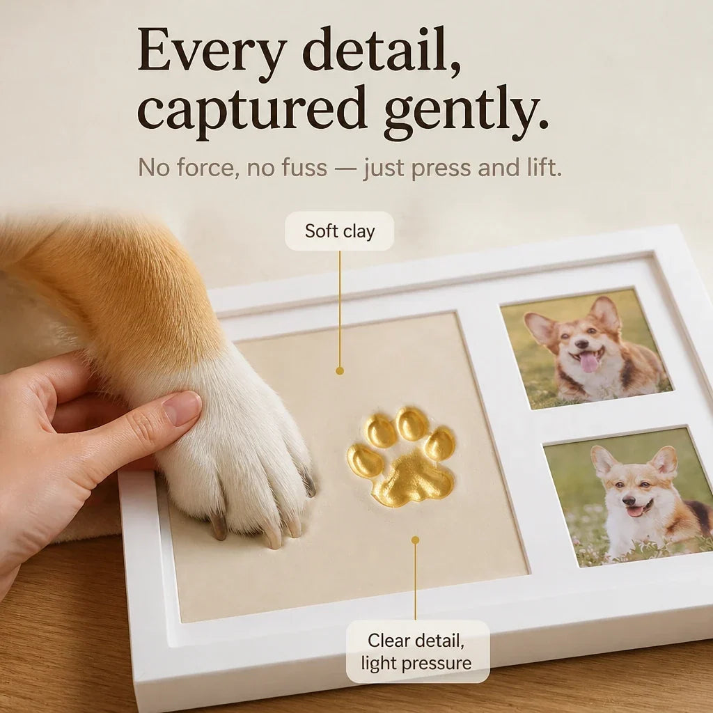 Three-Window Paw Print Frame