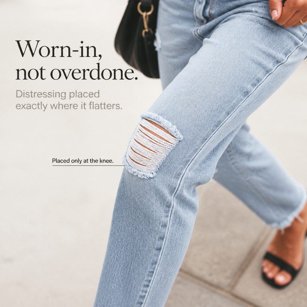 Distressed Ripped Denim Jeans