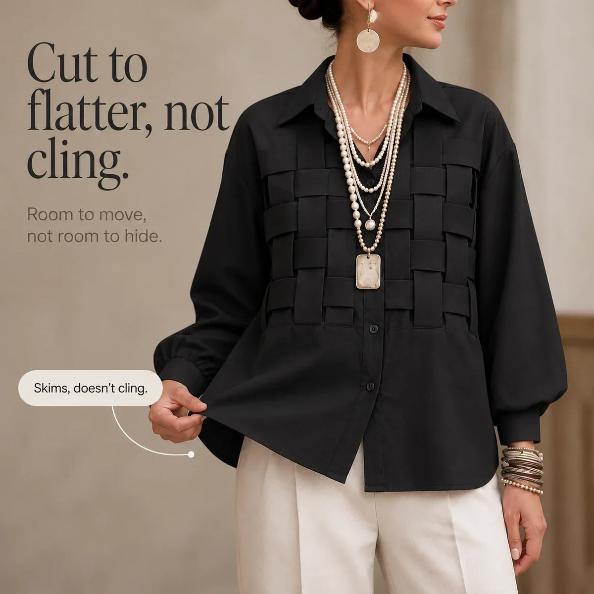 Check Long-Sleeve Blouse