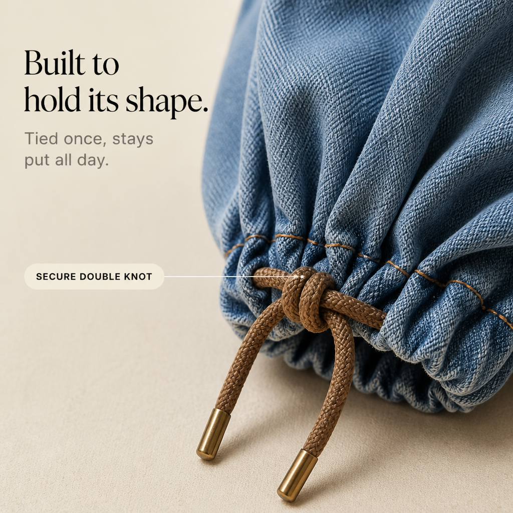 Drawstring Cuff Wide-Leg Balloon Jeans