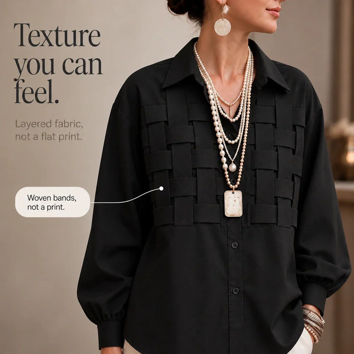 Check Long-Sleeve Blouse