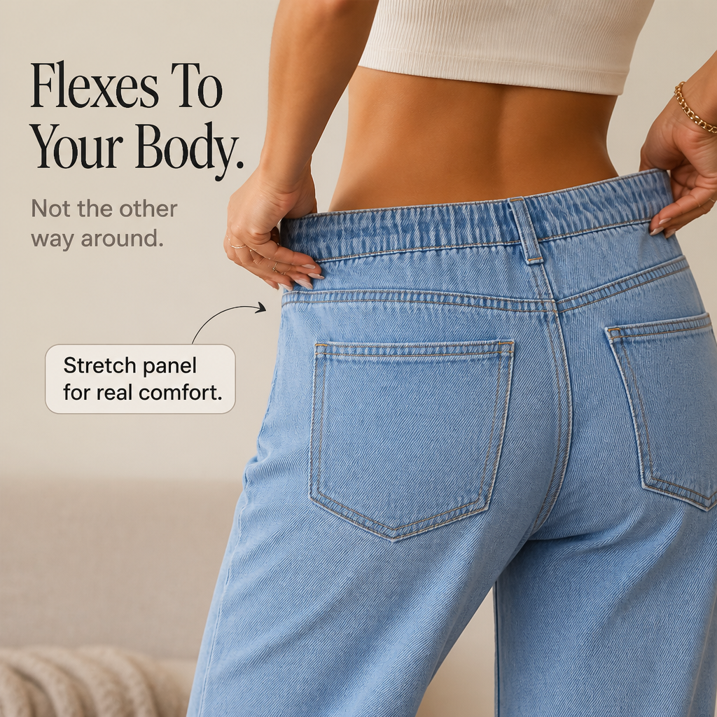 High-Waisted Drawstring Wide-Leg Jeans