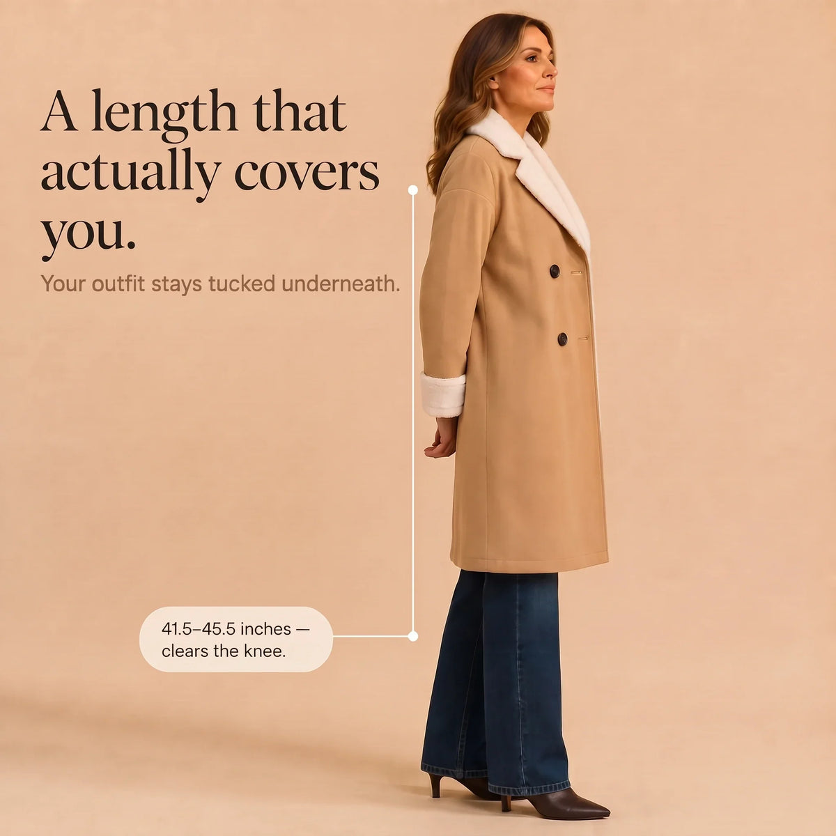 Camel Sherpa-Lined-Look Winter Coat