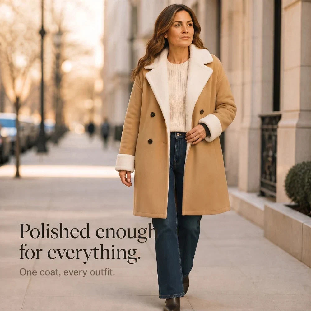 Camel Sherpa-Lined-Look Winter Coat