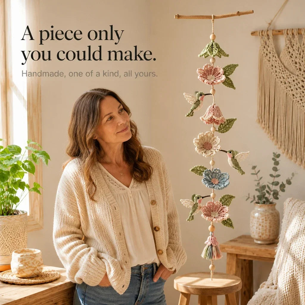 Crochet Hummingbird Flower Garland