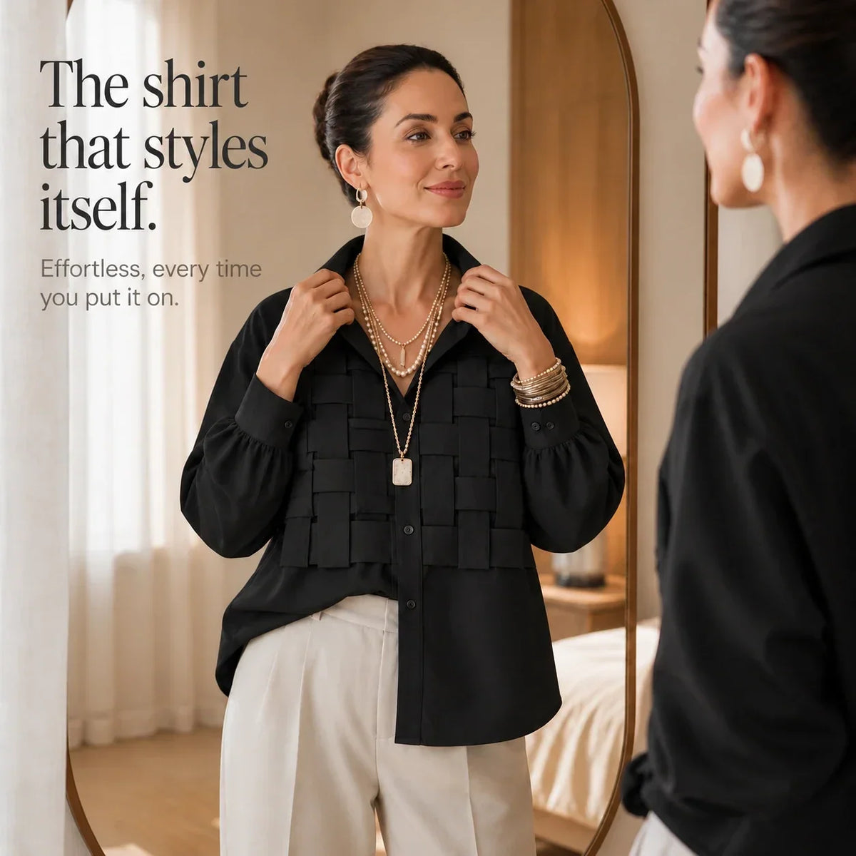 Check Long-Sleeve Blouse