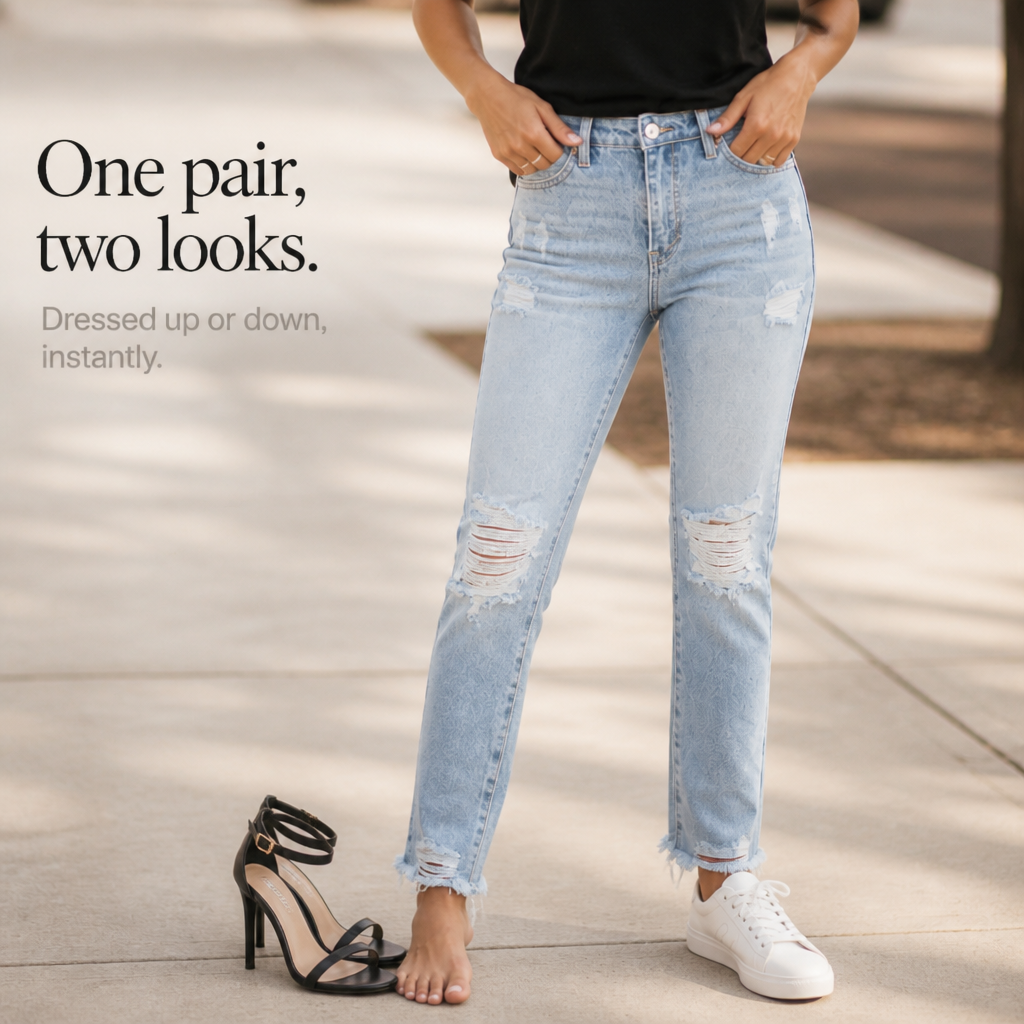 Distressed Ripped Denim Jeans