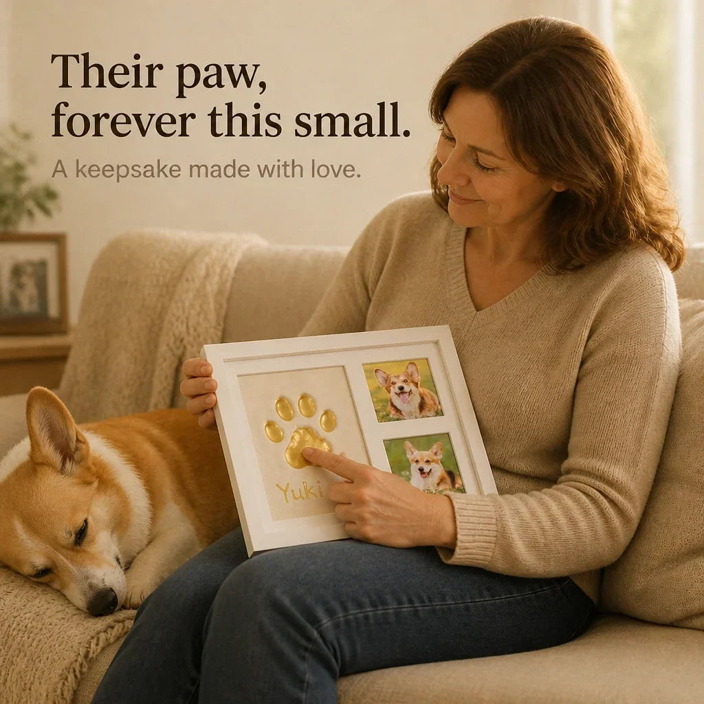 Three-Window Paw Print Frame