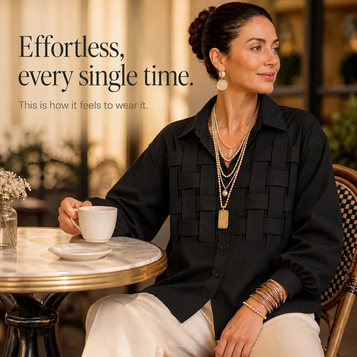 Check Long-Sleeve Blouse
