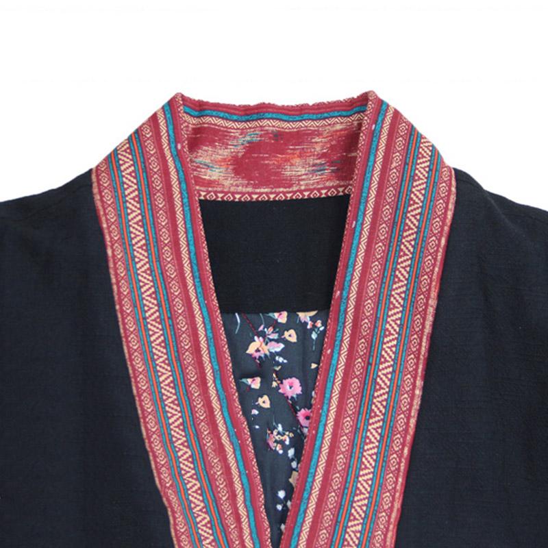 Chinese Style Embroidery Thick Cotton Linen Coat