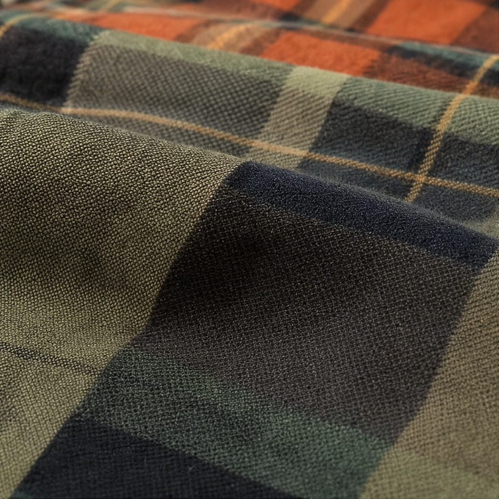 Color-Block Patchwork Plaid Button-Up Shirt