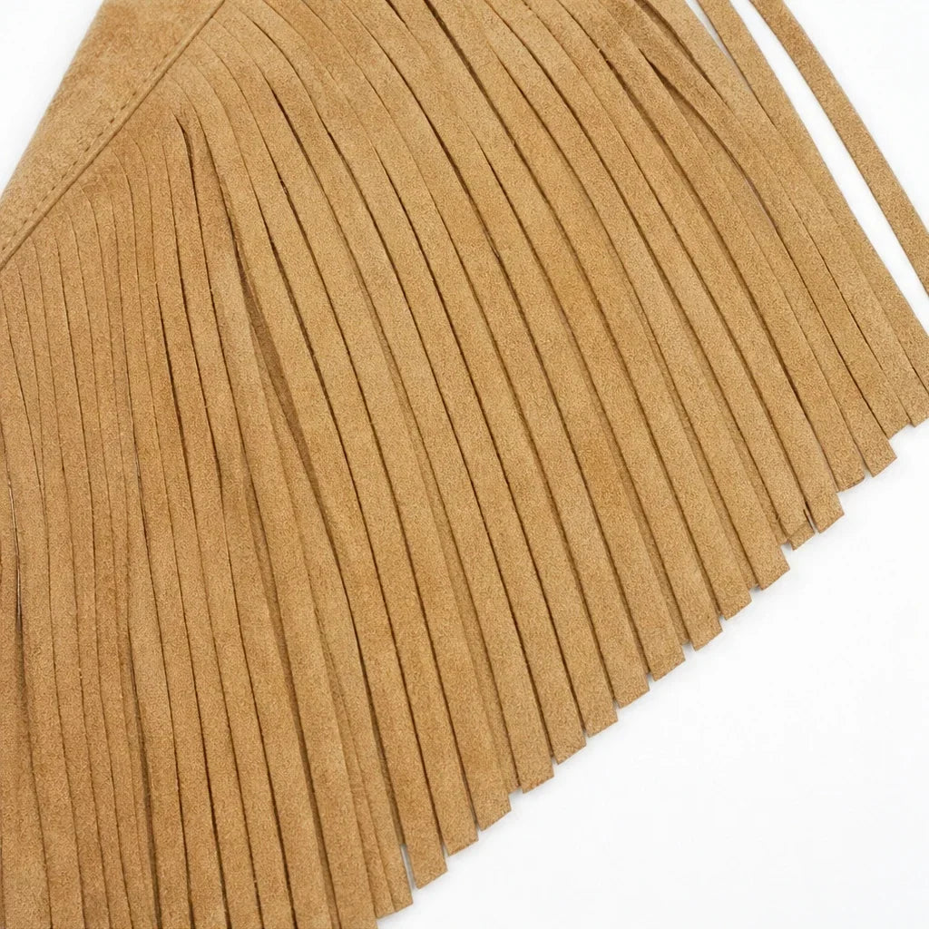 Laser-Cut Fringe Cropped Moto Jacket