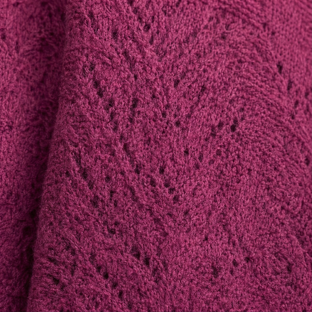 Diamond Openwork Cowl-Neck Knit Top