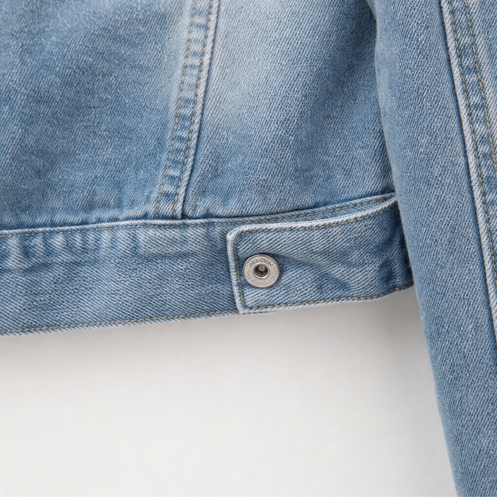 Hooded Two-Tone Layered Denim Jacket