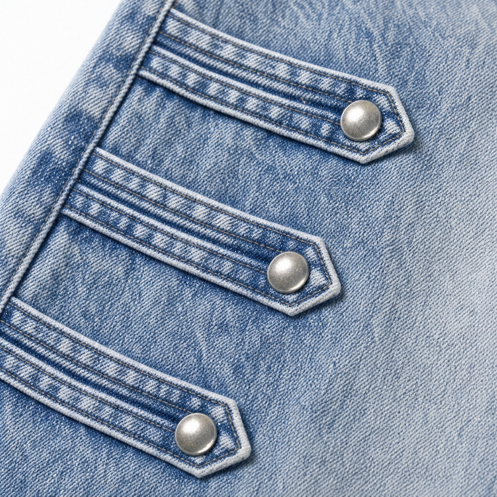 Side Buckle Wide-Leg Jeans