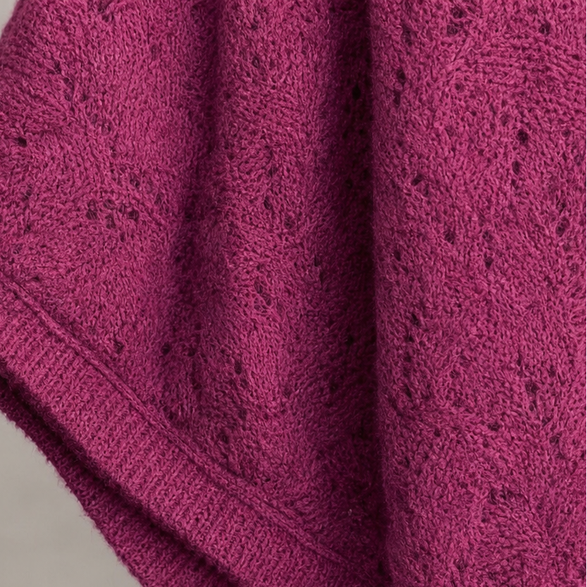 Diamond Openwork Cowl-Neck Knit Top