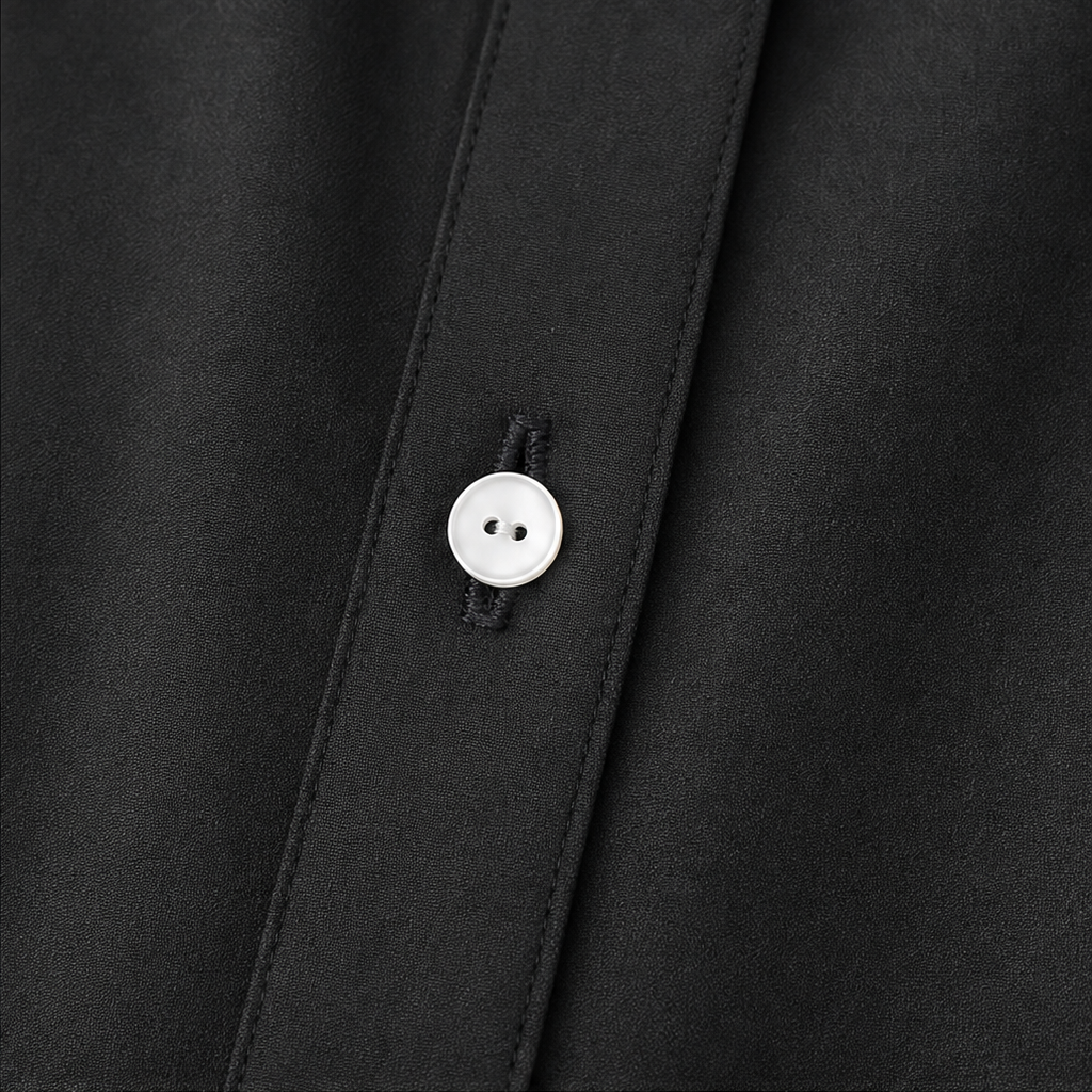 Satin Button-Front Shirt Dress
