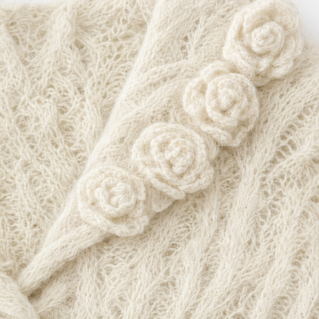 Sailor Collar Crochet Knit Cardigan