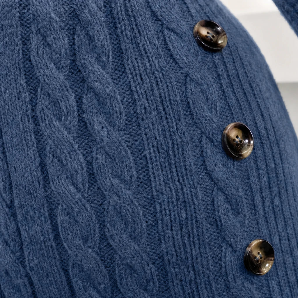 Crossover Neck Cable-Knit Mini Dress