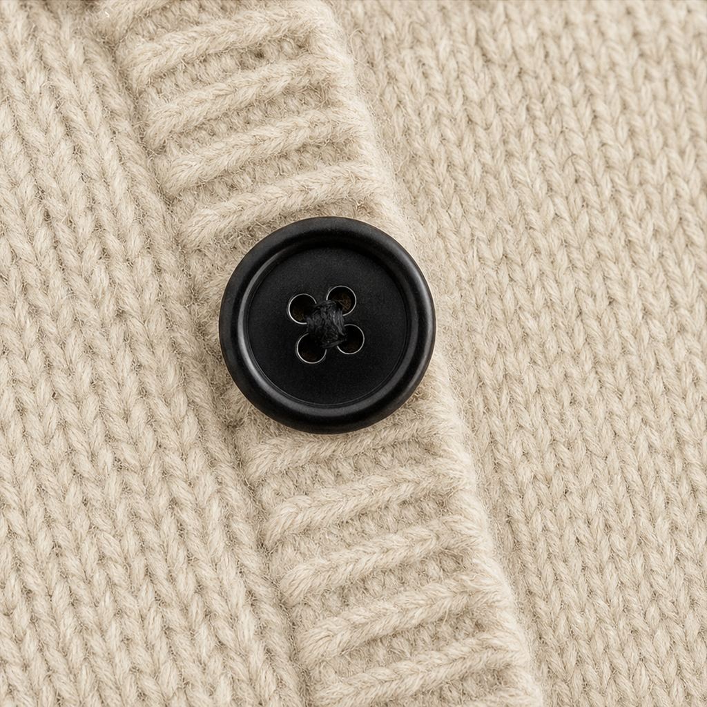 Braided Cord Button-Front Knit Sweater