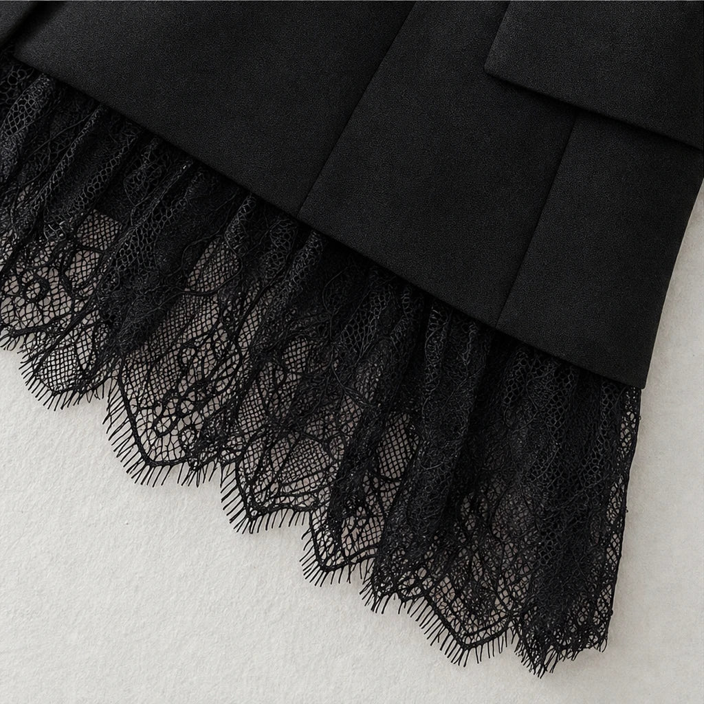 Fitted Eyelash-Lace Hem Blazer