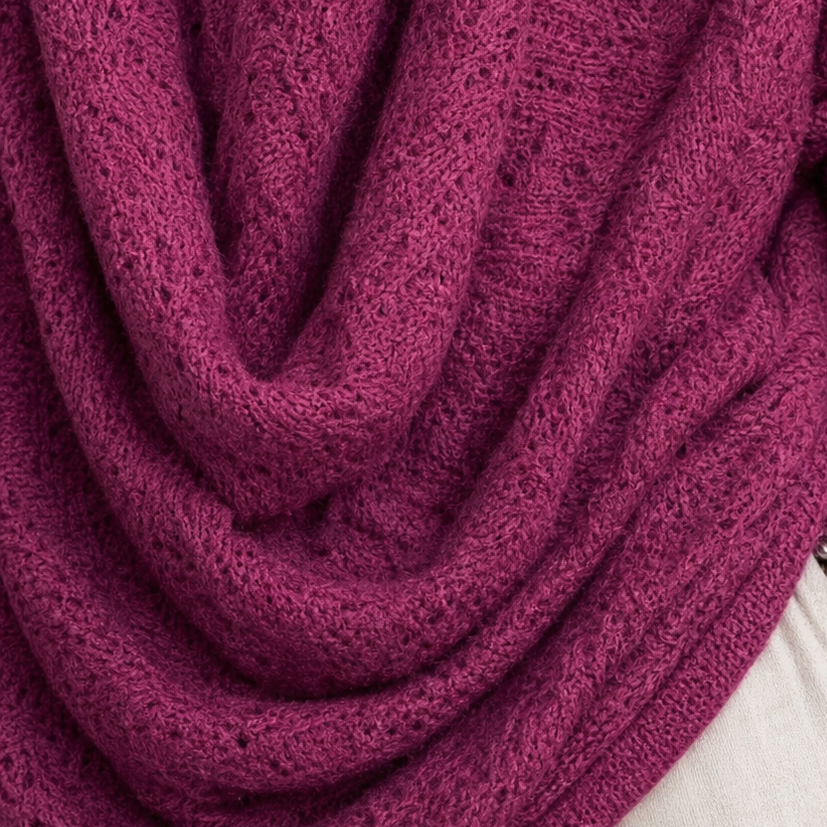 Diamond Openwork Cowl-Neck Knit Top