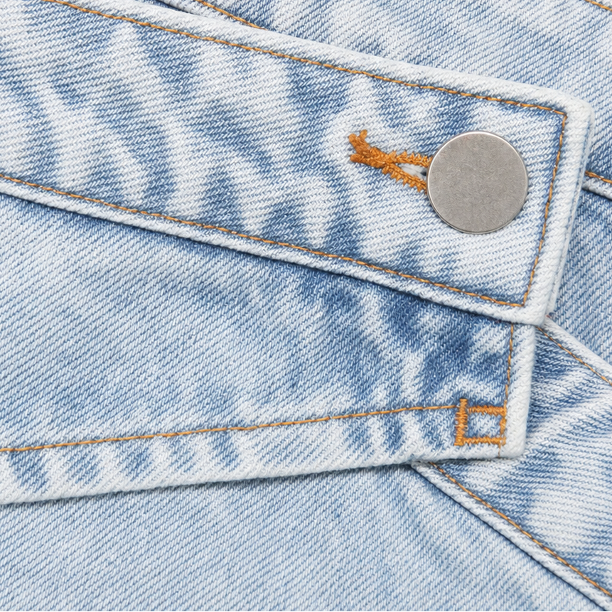 Asymmetric Overlap Waist Wide-Leg Jeans