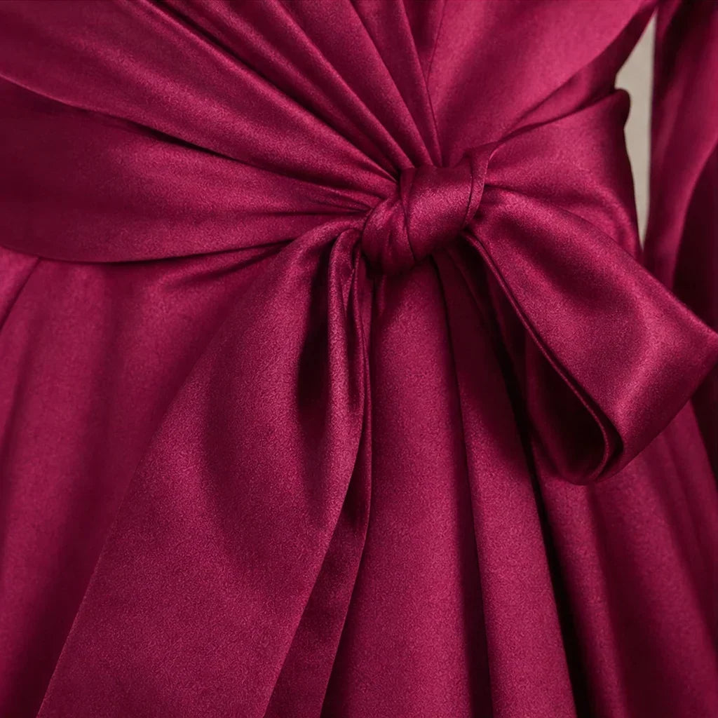 Brocade Pleated Wrap Maxi Dress