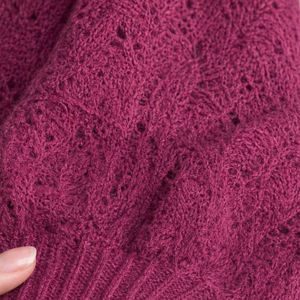 Diamond Openwork Cowl-Neck Knit Top
