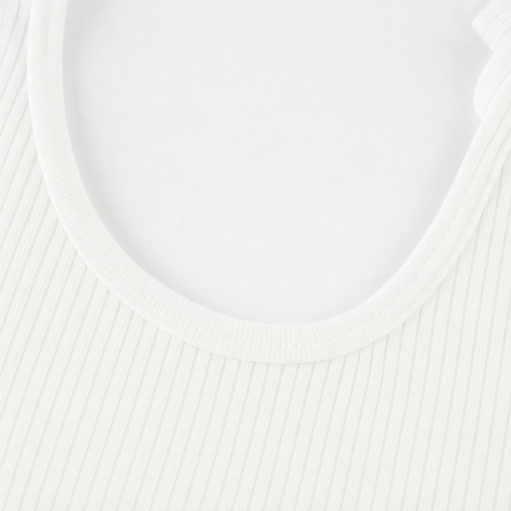 Metallic Button Strap Ribbed Top