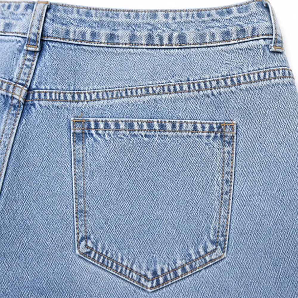 Asymmetric Wrap Waist Wide Leg Jeans