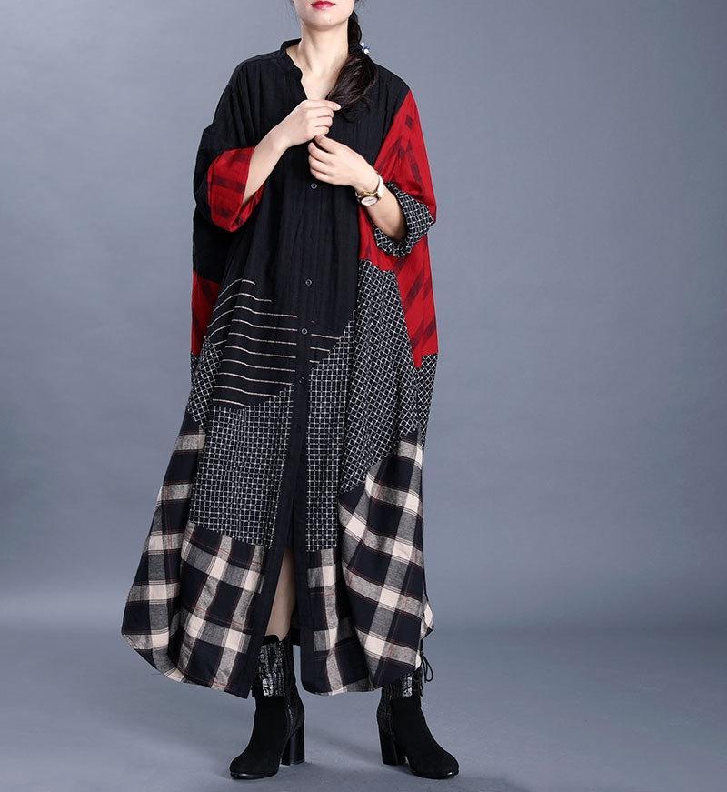 Babakud Women Cotton Linen Retro Windbreaker Coat