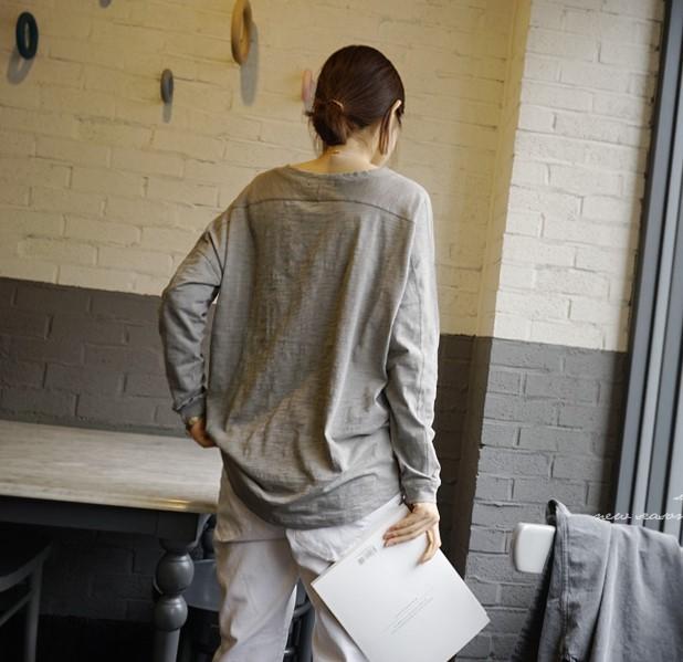 Cotton Loose Stitching Long Sleeves Shirt