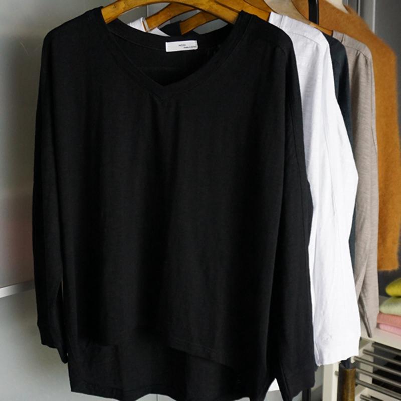 Cotton Loose Stitching Long Sleeves Shirt