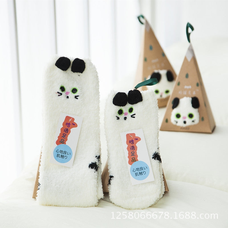 Winter Coral Fleece Christmas Socks