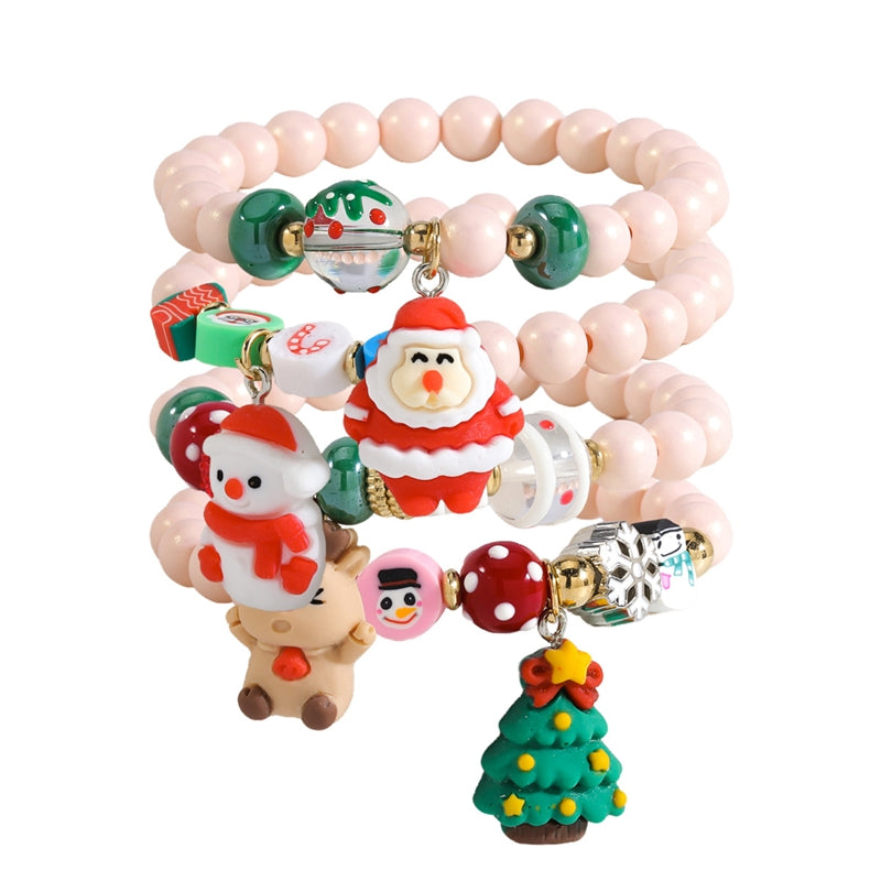 Santa Claus Christmas Tree Snowman Bracelet Set