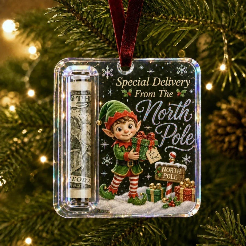 Clear Compartment Christmas Money Ornament