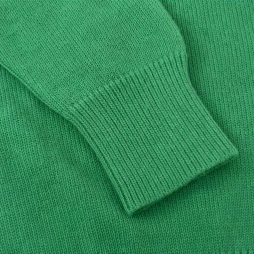 Asymmetric Gold-Tone Button Mock Neck Sweater