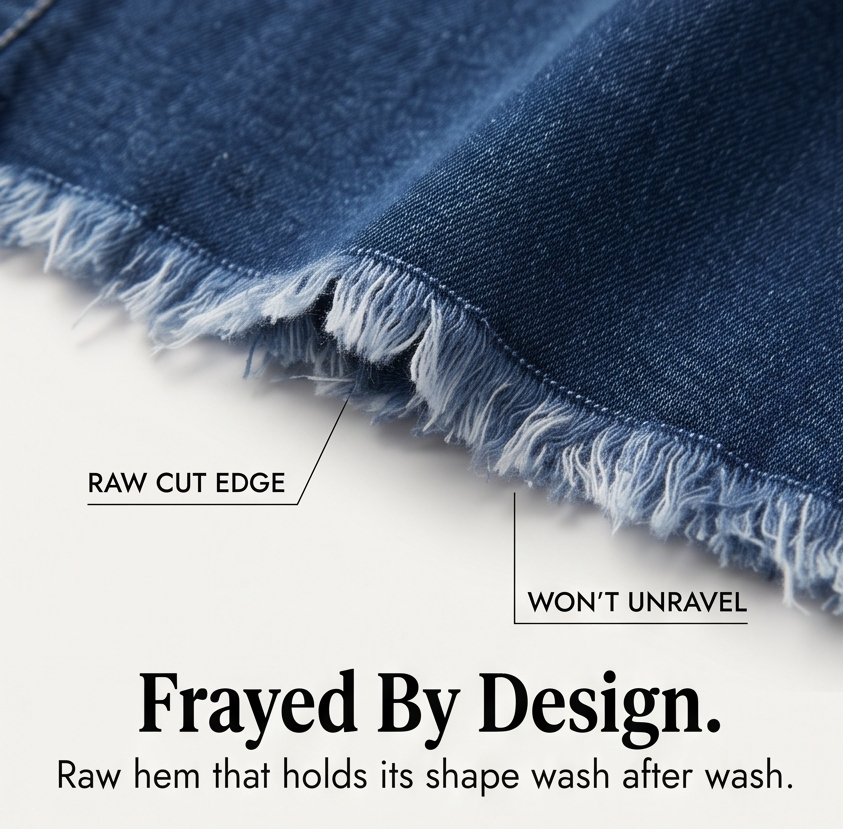 Women's Curve-Flattering Frayed Hem Denim Skirt