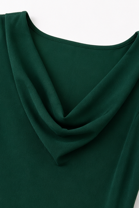 Cowl Neck Lace Sleeve A-Line Dress