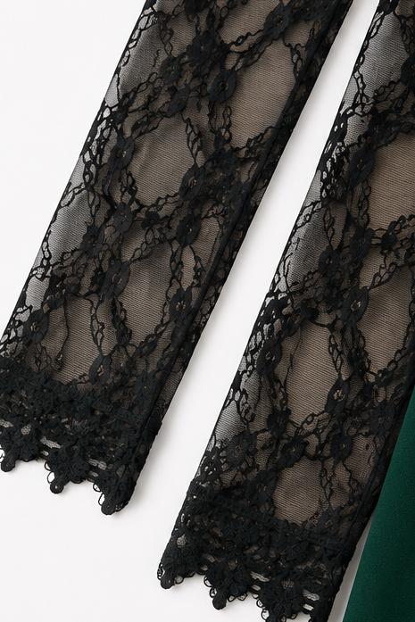 Cowl Neck Lace Sleeve A-Line Dress