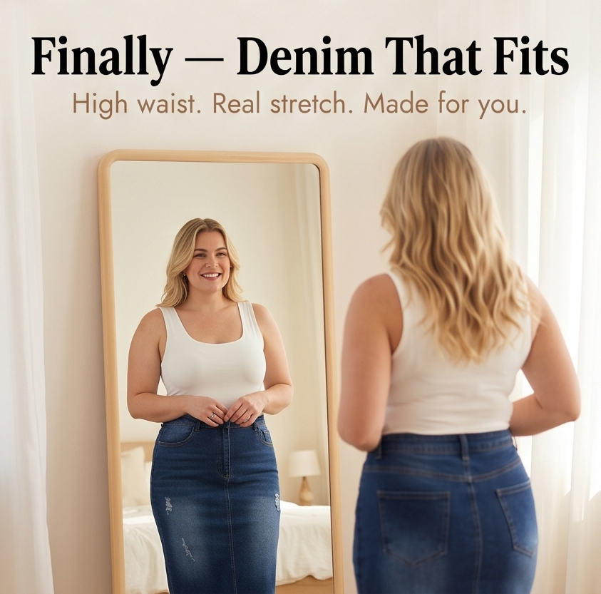 Women's Curve-Flattering Frayed Hem Denim Skirt