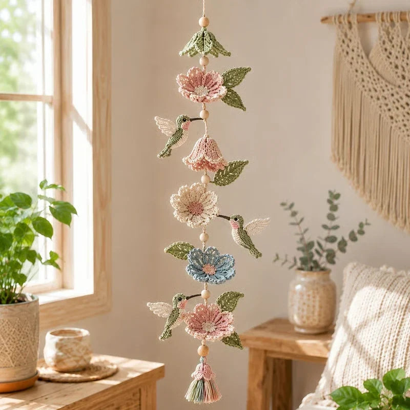 Crochet Hummingbird Flower Garland