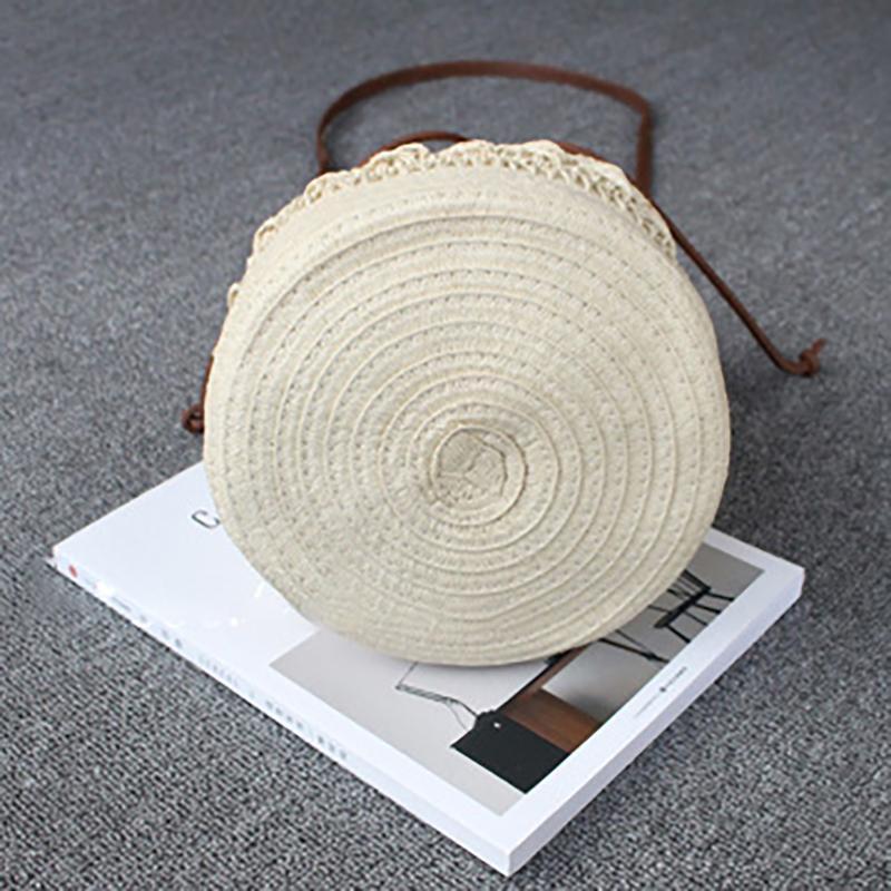 Drawstring Travel Crochet Straw Bucket Bags